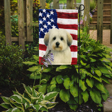 Load image into Gallery viewer, White with Gray Coton de Tulear American Flag Garden Flag