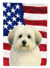 Load image into Gallery viewer, White with Gray Coton de Tulear American Flag Garden Flag