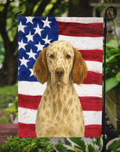 Load image into Gallery viewer, Liver Belton English Setter American Flag Garden Flag