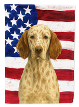 Load image into Gallery viewer, Liver Belton English Setter American Flag Garden Flag
