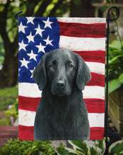 Load image into Gallery viewer, Black Flat-Coated Retriever American Flag Garden Flag
