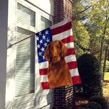 Load image into Gallery viewer, Liver Flat-Coated Retriever American Flag House Flag