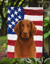 Load image into Gallery viewer, Liver Flat-Coated Retriever American Flag Garden Flag