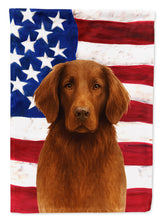 Load image into Gallery viewer, Liver Flat-Coated Retriever American Flag Garden Flag