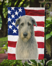 Load image into Gallery viewer, Gray Irish Wolfhound American Flag Garden Flag