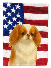Load image into Gallery viewer, Red and White Japanese Chin American Flag Garden Flag