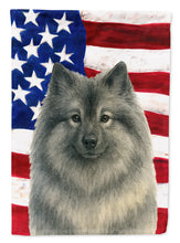 Load image into Gallery viewer, Keeshond American Flag House Flag