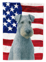 Load image into Gallery viewer, Blue Lakeland Terrier American Flag Garden Flag