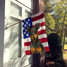 Load image into Gallery viewer, Black and Rust Miniature Pinscher American Flag House Flag