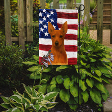 Load image into Gallery viewer, Red Miniature Pinscher American Flag Garden Flag