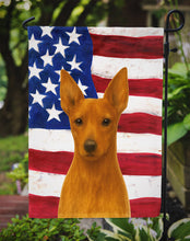 Load image into Gallery viewer, Red Miniature Pinscher American Flag Garden Flag