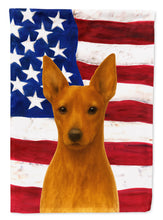 Load image into Gallery viewer, Red Miniature Pinscher American Flag Garden Flag