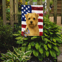 Load image into Gallery viewer, Wheaten Norfolk Terrier American Flag Garden Flag