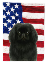Load image into Gallery viewer, Black Pekingese American Flag House Flag