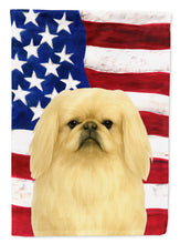 Load image into Gallery viewer, Cream Pekingese American Flag House Flag