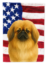 Load image into Gallery viewer, Fawn Pekingese American Flag House Flag