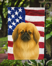 Load image into Gallery viewer, Fawn Pekingese American Flag Garden Flag