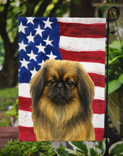 Load image into Gallery viewer, Sable Pekingese American Flag Garden Flag