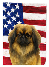 Load image into Gallery viewer, Sable Pekingese American Flag Garden Flag