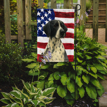 Load image into Gallery viewer, Black and White Pointer American Flag Garden Flag