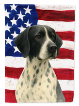 Load image into Gallery viewer, Black and White Pointer American Flag Garden Flag