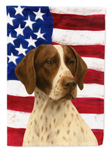 Load image into Gallery viewer, Liver and White Pointer American Flag Garden Flag