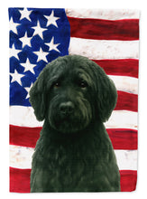 Load image into Gallery viewer, Black Portuguese Water Dog American Flag House Flag
