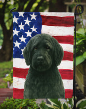 Load image into Gallery viewer, Black Portuguese Water Dog American Flag Garden Flag