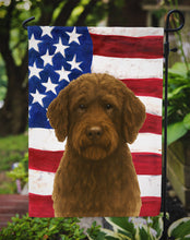 Load image into Gallery viewer, Brown Portuguese Water Dog American Flag Garden Flag