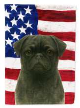 Load image into Gallery viewer, Black Pug American Flag Garden Flag