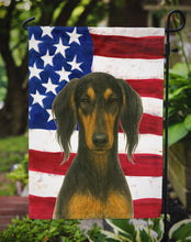 Load image into Gallery viewer, Black and Tan Saluki American Flag Garden Flag