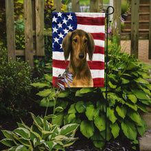 Load image into Gallery viewer, Grizzle and Tan Saluki American Flag Garden Flag