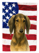 Load image into Gallery viewer, Grizzle and Tan Saluki American Flag Garden Flag