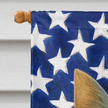Load image into Gallery viewer, Blue and Tan Silky Terrier American Flag House Flag