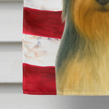 Load image into Gallery viewer, Blue and Tan Silky Terrier American Flag House Flag