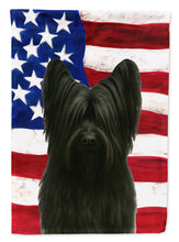 Load image into Gallery viewer, Black Skye Terrier American Flag House Flag