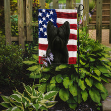 Load image into Gallery viewer, Black Skye Terrier American Flag Garden Flag