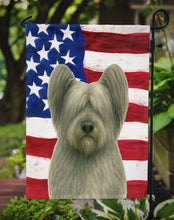 Load image into Gallery viewer, Gray Skye Terrier American Flag Garden Flag