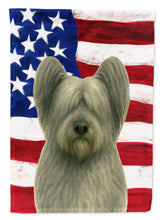 Load image into Gallery viewer, Gray Skye Terrier American Flag Garden Flag