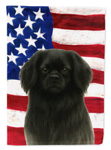 Load image into Gallery viewer, Black Tibetan Spaniel American Flag House Flag