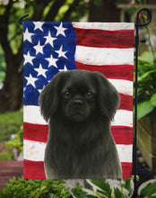 Load image into Gallery viewer, Black Tibetan Spaniel American Flag Garden Flag