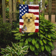 Load image into Gallery viewer, Cream Tibetan Spaniel American Flag Garden Flag
