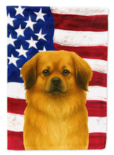 Load image into Gallery viewer, Gold Tibetan Spaniel American Flag Garden Flag