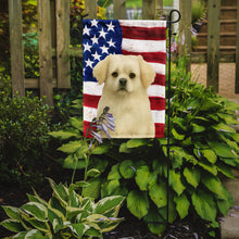 Load image into Gallery viewer, White Tibetan Spaniel American Flag Garden Flag