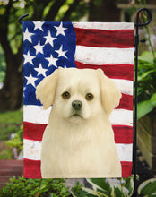 Load image into Gallery viewer, White Tibetan Spaniel American Flag Garden Flag