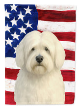 Load image into Gallery viewer, White Tibetan Spaniel American Flag Garden Flag