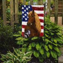 Load image into Gallery viewer, Chocolate Rocky Mountain Horse with Flaxen Mane American Garden Flag