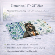 Load image into Gallery viewer, Black &amp; Tan Afghan Hound Coastal Sea Glass Dish Drying Mat