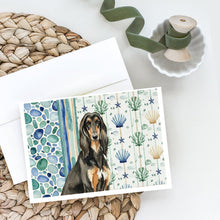 Load image into Gallery viewer, Black &amp; Tan Afghan Hound Coastal Sea Glass Greeting Cards Pack of 8