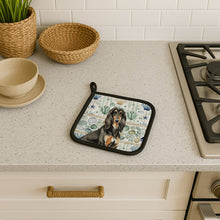 Load image into Gallery viewer, Black &amp; Tan Afghan Hound Coastal Sea Glass Pair of Pot Holders
